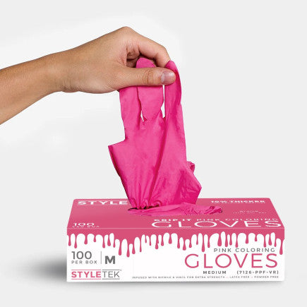 StyleTek Powder Free Pink Gloves Medium