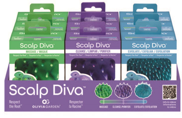 Olivia Garden Scalp Diva 9pc Brush Display